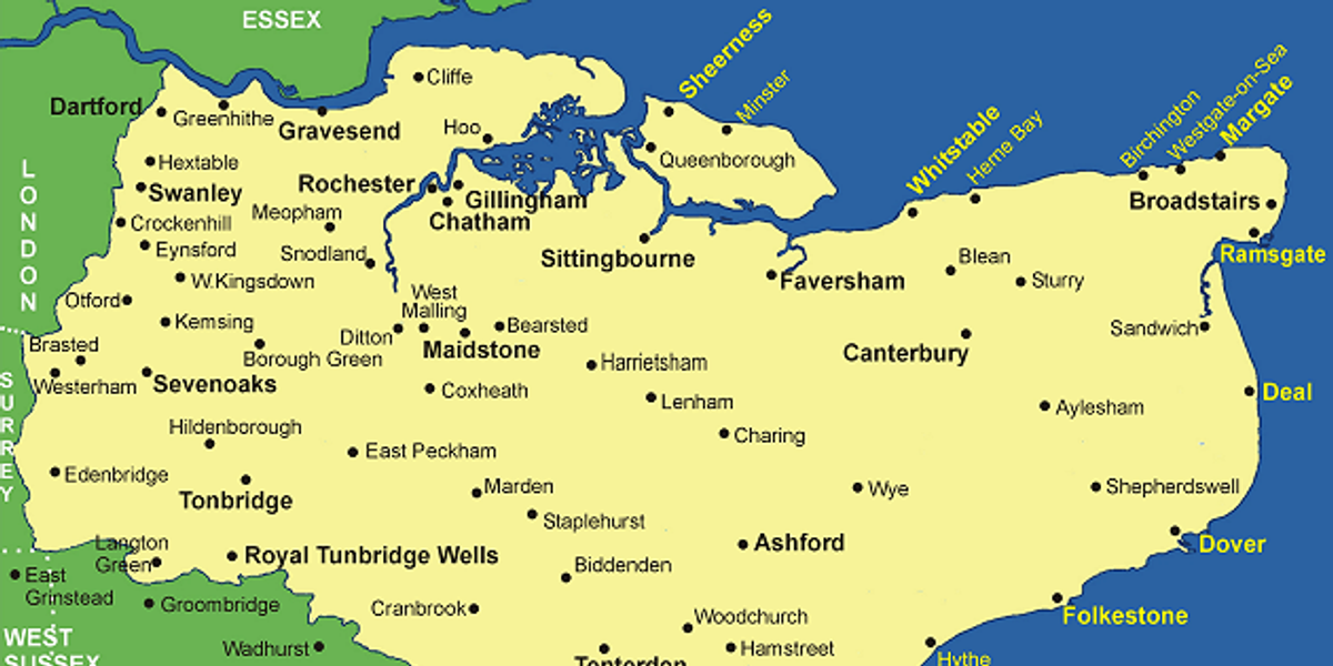 Kent And Canterbury  Map Maps & Directions – Canterbury Cathedral