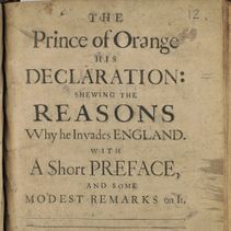 Item 14: Pamphlets, Propaganda, and Invasion: ‘The Prince of Orange his declaration’ (page)