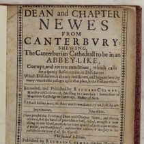 Item 20: Digitising the collections: Dean and Chapter newes from Canterbury